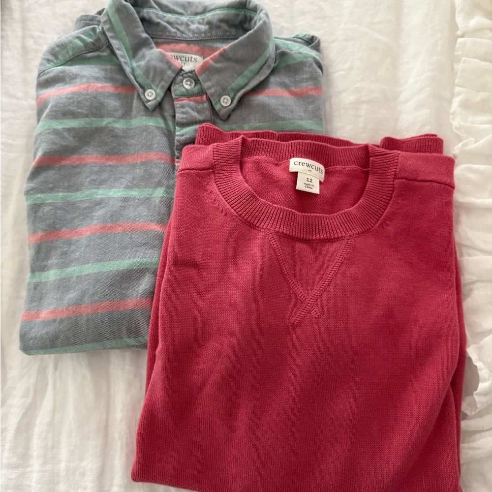 Crewcuts Striped Polo and Red Sweater Set